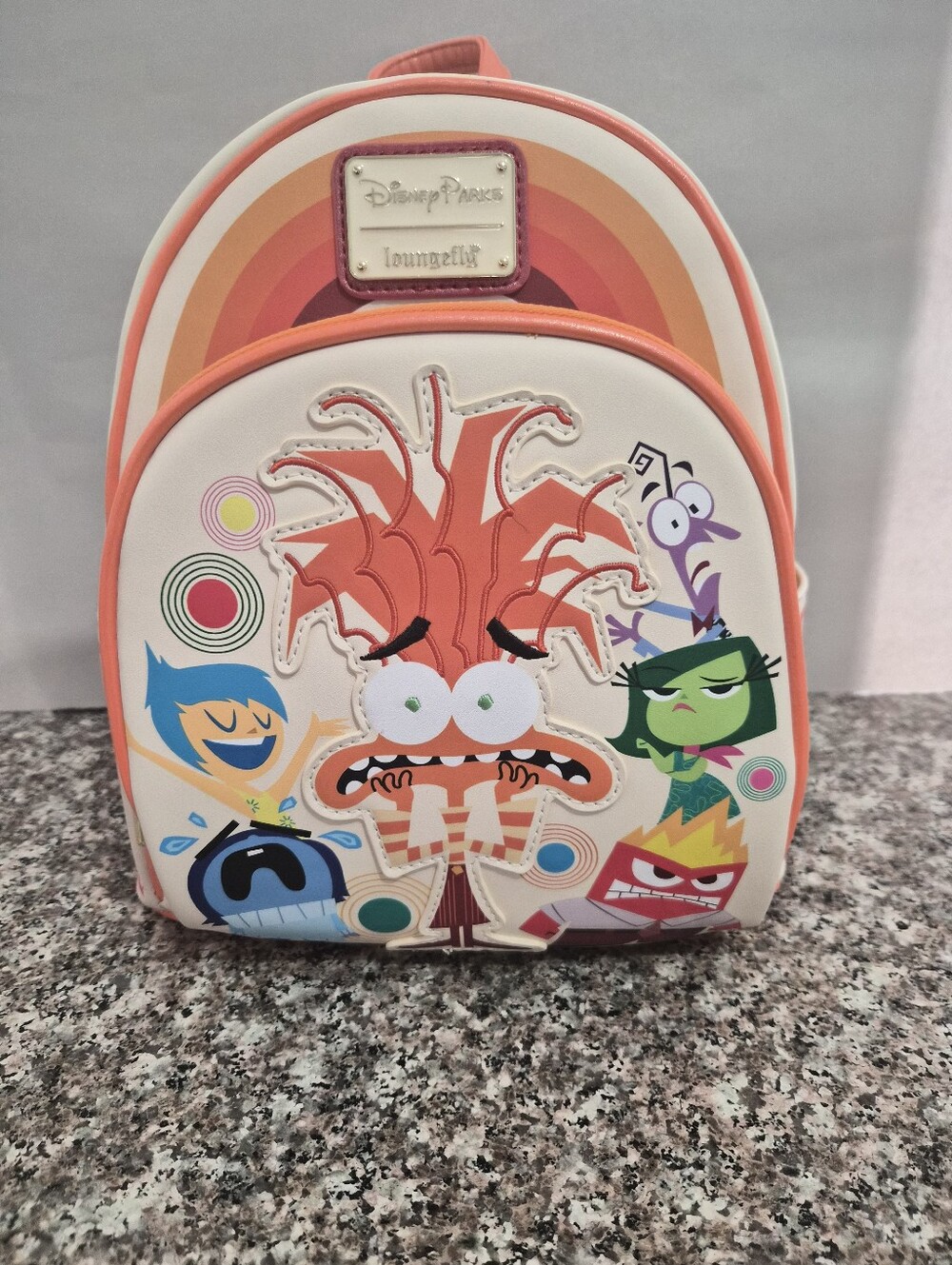 Disney Coral and Cream Inside Out Character Mini Backpack